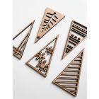 Fából készült karácsonyfadísz szett – 5 db minimalista fenyőfa design