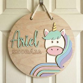 Unikornis - Egyedi ajtó és falidísz gyerekszobába