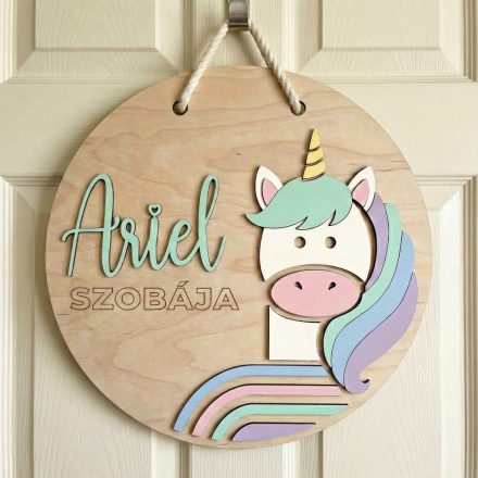 Unikornis - Egyedi ajtó és falidísz gyerekszobába