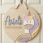 Unikornis - Egyedi ajtó és falidísz gyerekszobába