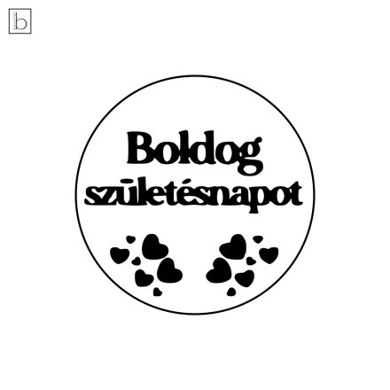 Boldog születésnapot szivekkel - feliratos kekszpecsét