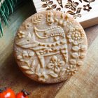 róka és virágok mintás kerek mézeskalács