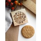 rénszarvas skandináv mintás kerek mézeskalács és fából készült kekszpecsét ezzel a mintával