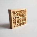 mézeskalács galamb, madár folklór mintával és az ugyan ilyen mintájú fából készült kekszpecsét