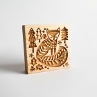 Róka fenyőfával - Karácsonyi mézeskalács kekszpecsét folklór skandináv mintával