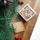 Róka fenyőfával - Karácsonyi mézeskalács kekszpecsét folklór skandináv mintával