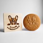 Francia bulldog fa sütipecsét és francia bulldog mézeskalács, spekulatius