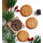 Ünnepi gömb mintás fa sütipecsét és mézeskalács