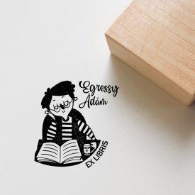 Asztalnál olvasó - Ex libris pecsét