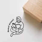 Olvasó lány cicával - Ex libris pecsét