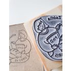 Olvasó lány cicával - Ex libris pecsét