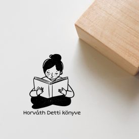 Belemerülő olvasó lány - Ex libris pecsét