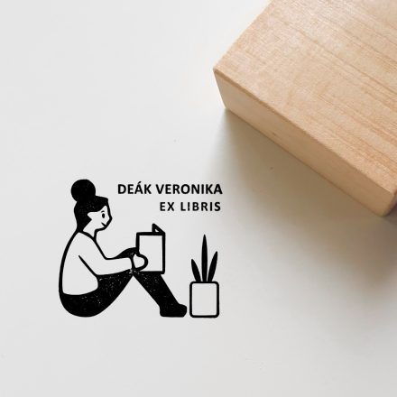 Olvasó lány növénnyel - Ex libris pecsét